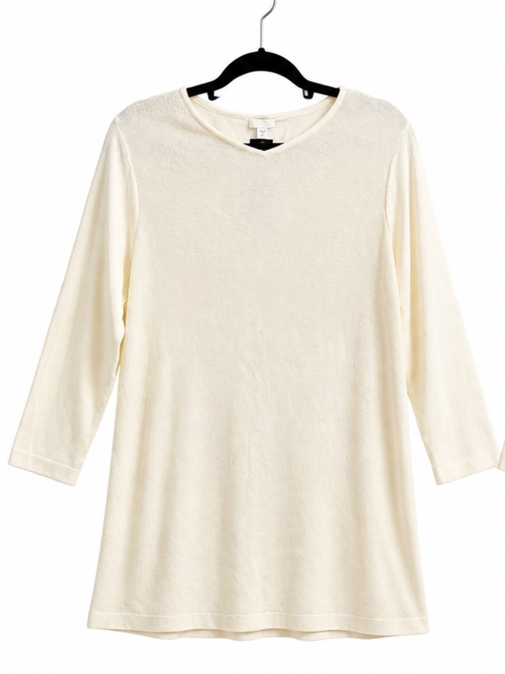 J.Jill Cream Textured Knit Tunic Top L Tall NWT